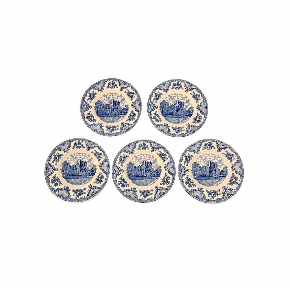 VTG Johnson Bros Old Britain Castles Blue Dinner Plates Set of 5 England 10in